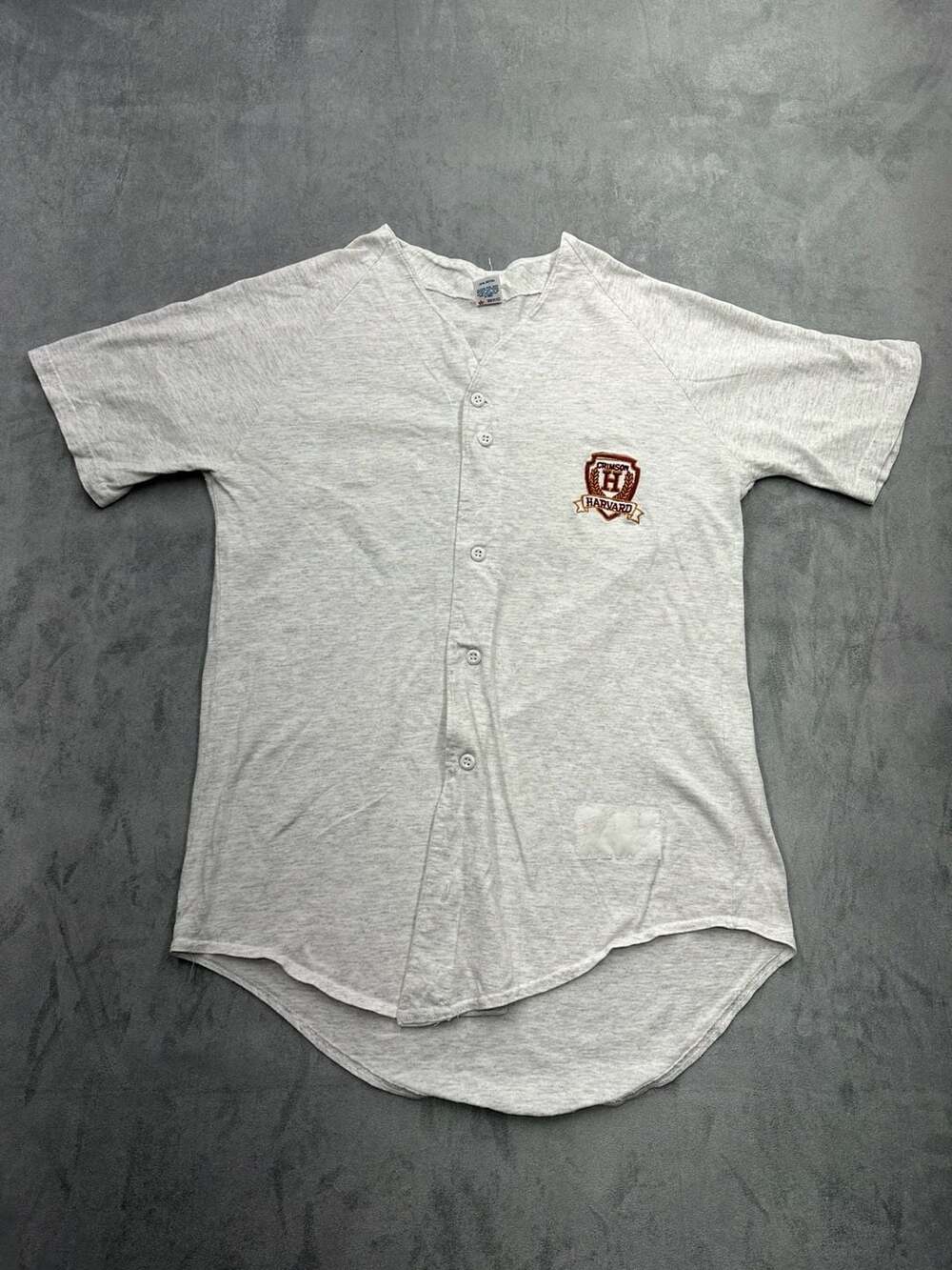 Soffe Harvard Crimson Baseball Jersey Size L 42-44 Gray Cotton